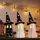 Set of 3 Ceramic Halloween Ghosts with Witch Hats Decor