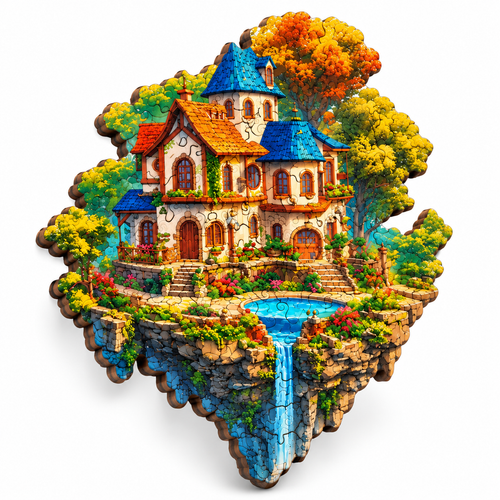 Sky Castle Wooden Jigsaw Puzzle Unique Animal Pieces - alternate view