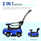 2-in-1 Toddler Push Car & Stroller | Blue Ride-On with Music | ToyIvia