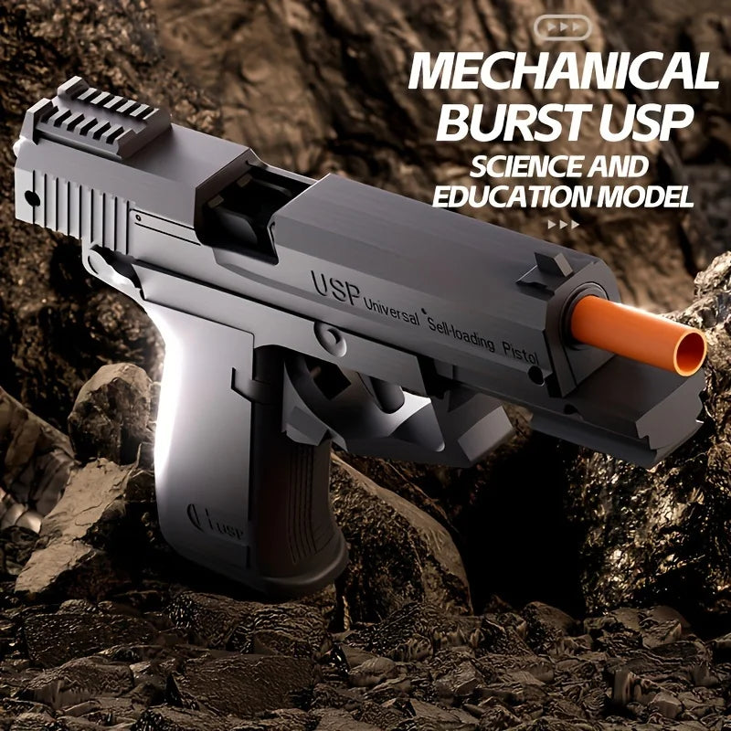 Toylvia soft bullet toy blaster showing mechanical design details