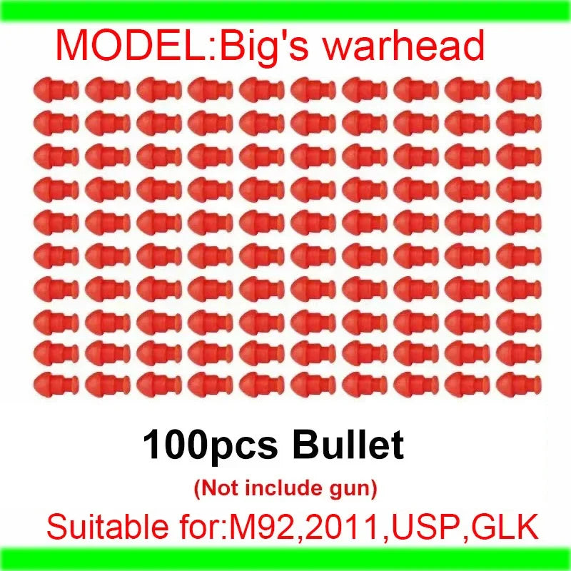100pcs soft bullet warheads compatible with M92 2011 USP toy guns