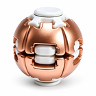 Rose Gold variant: spherical press-to-spin fidget toy with white segmented panels and central plunger