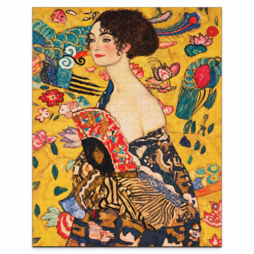 Gustav Klimt Lady with a Fan 1000 piece jigsaw puzzle straight-on