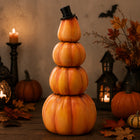 Light-Up Stacked Pumpkin Tower – 9.5-Inch Resin Halloween Decor