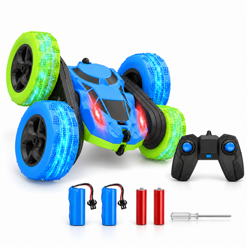 Rotating Double-Sided RC Stunt Car LED Headlights Aqua 4WD - alternate view