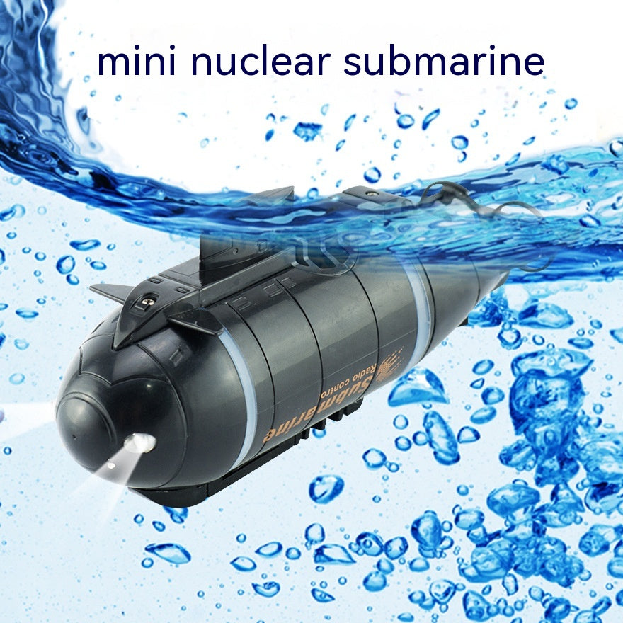 Model of a mini nuclear submarine with water effects on a blue background