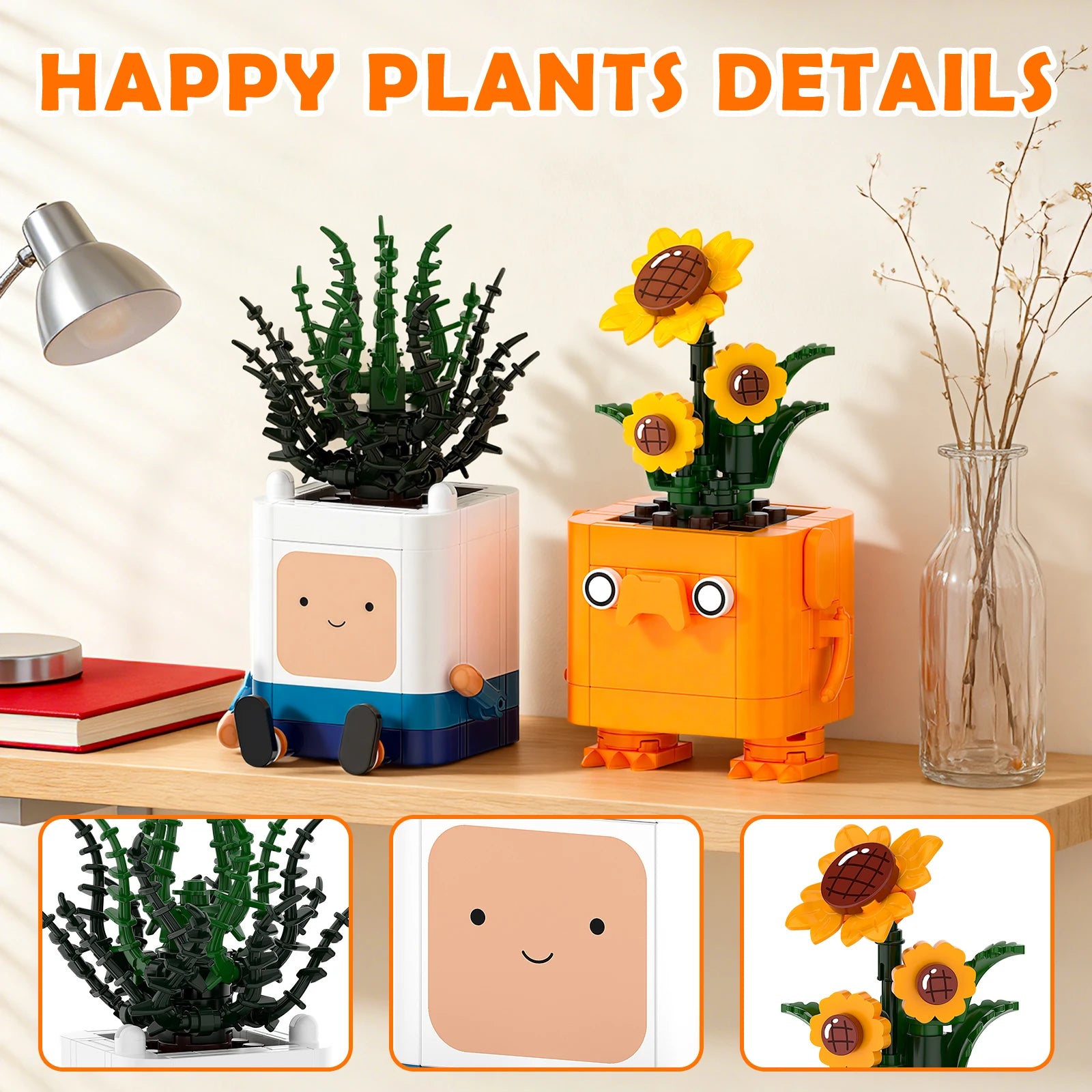 338Pcs Adventure Time Happy Plants Building Block Set - Succulent & Sunflower Secondary image