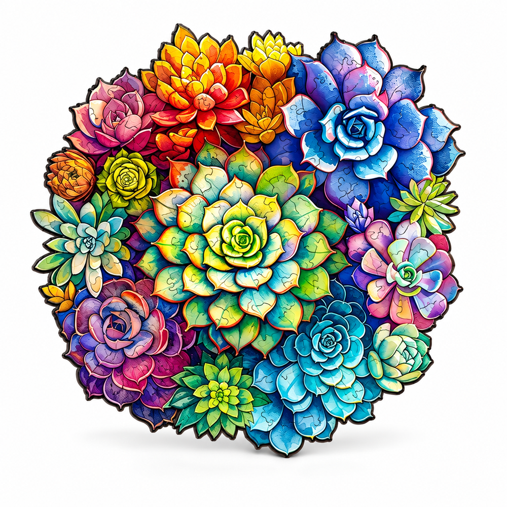 Succulent Plant Wooden Puzzle Family Educational Game