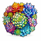 Succulent Plant Wooden Puzzle Family Educational Game