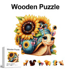 Sunflower Snail Wooden Jigsaw Puzzle Unique Animal Shaped Pieces Nature Art Brain Teaser