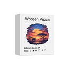 Golden Horizon: High-Difficulty Sunset Scenery Grassland Wooden Puzzle