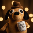 This Is Fine Coffee Dog Plush Toy (25cm) - Funny Meme Stuffed Dog Doll | Toylvia™