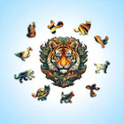 Majestic Tiger Wooden Jigsaw Puzzle Unique Animal Shaped Pieces