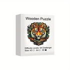 Majestic Tiger Wooden Jigsaw Puzzle Unique Animal Shaped Pieces