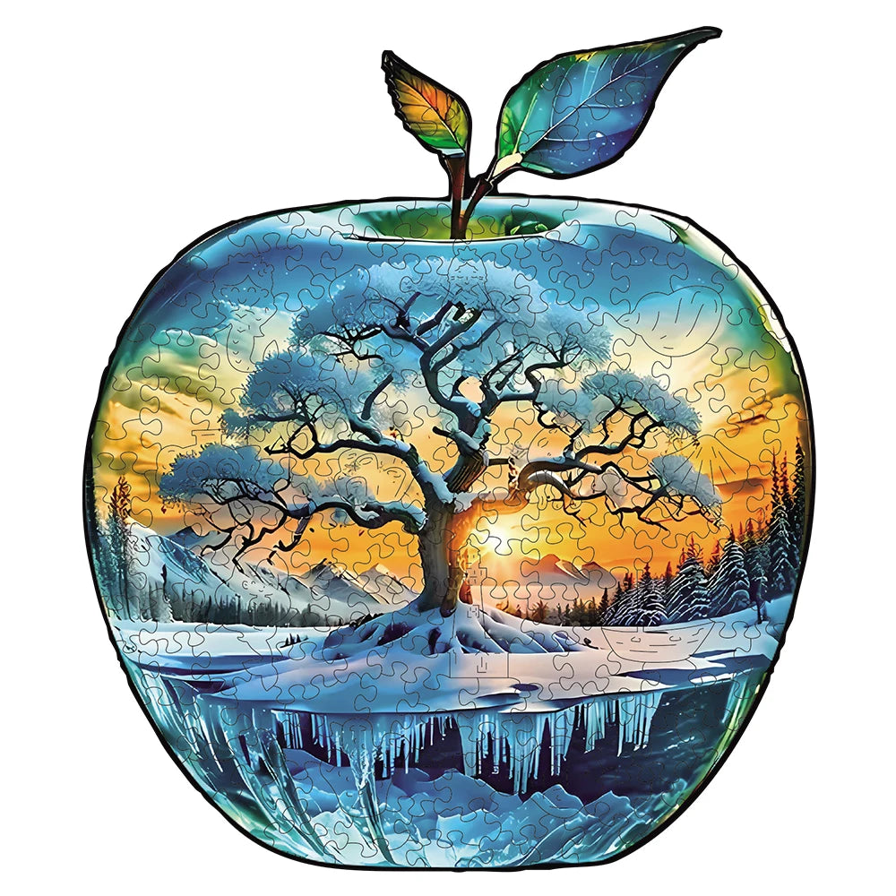 Arctic Orchard: High-Difficulty Apple Ice and Snow World Wooden Puzzle