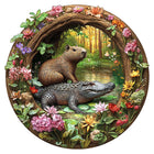 Capybara & Crocodile Wooden Jigsaw Puzzle - 5A Difficulty Irregular Wood Set