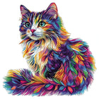 Chromatic Whisker: Colored Cat Irregular Animal Wood Jigsaw