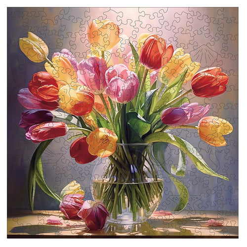 Mindful Petals: Colorful Flowers High-Difficulty Wood Jigsaw