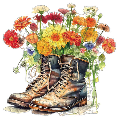 Fashion in Bloom: Flowers and Shoes High-Difficulty Wood Jigsaw