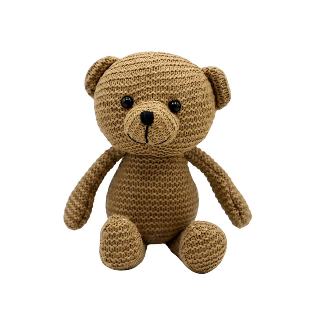 25cm Yarn Knitted Animal Dolls - Handcrafted Bear, Fox, & Puppy Plush Toys