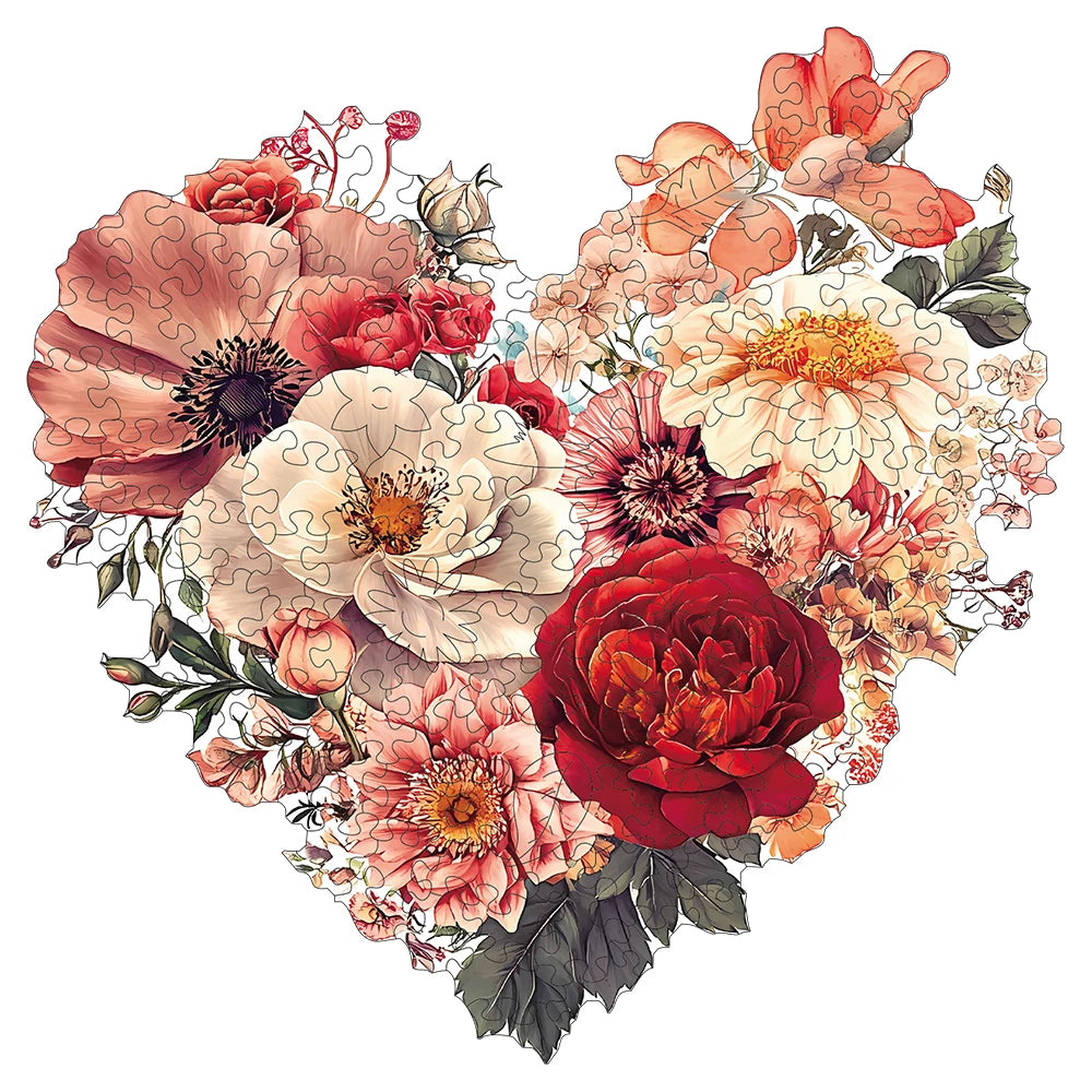 Eternal Bloom: High-Difficulty Love-Flower Animal Shaped Wooden Puzzle
