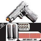 M1911 Engraved Pattern Soft Bullet Pistol Gun - Shell Throwing Blowback Blaster