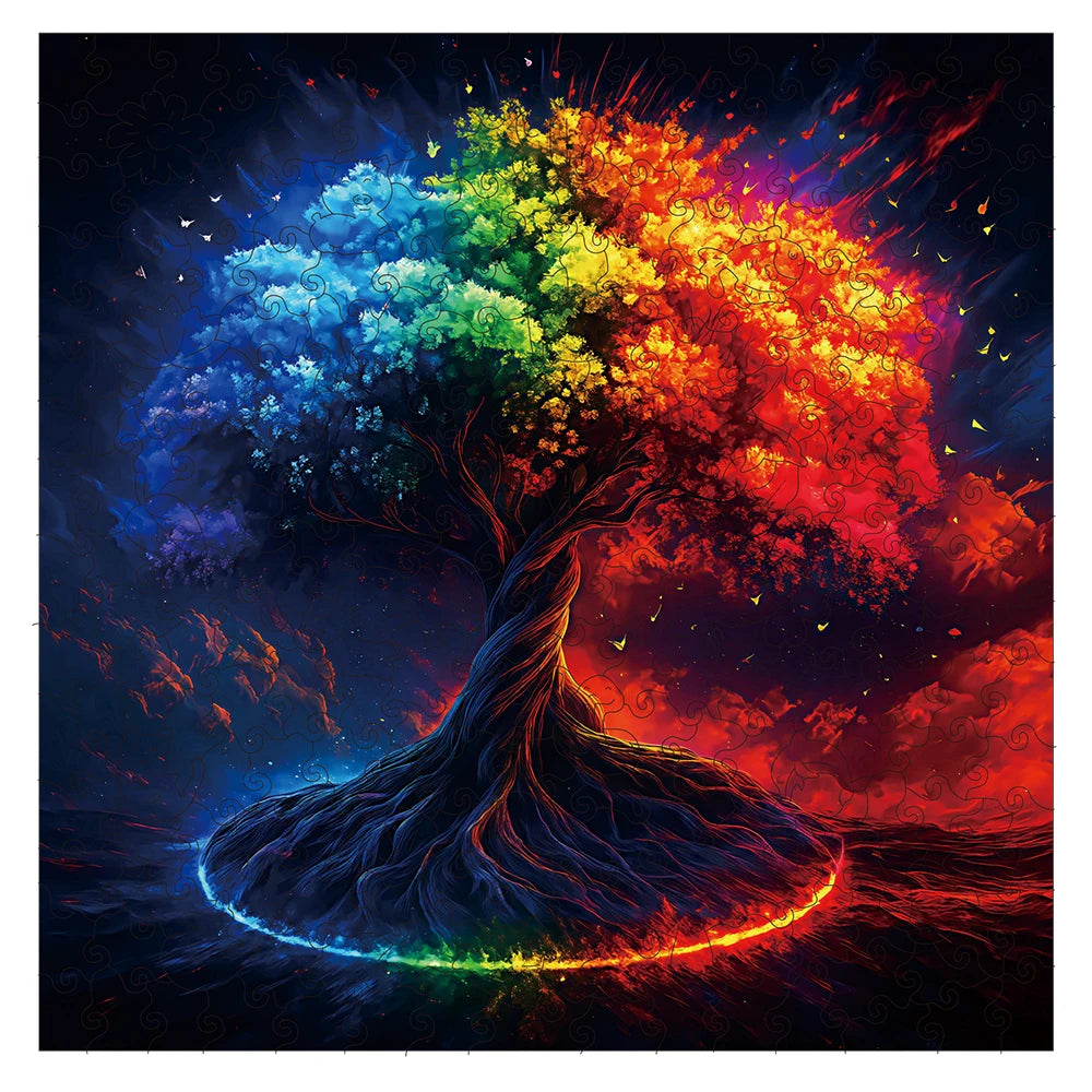 Mindful Mastery: Colorful Tree of Life High-Difficulty Wood Jigsaw