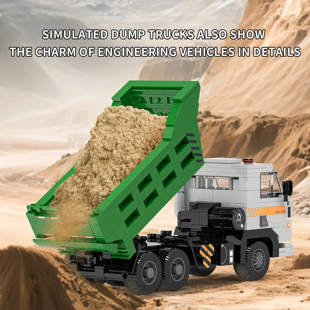 Toylvia 467PCS dump truck building blocks model dumping sand construction scene