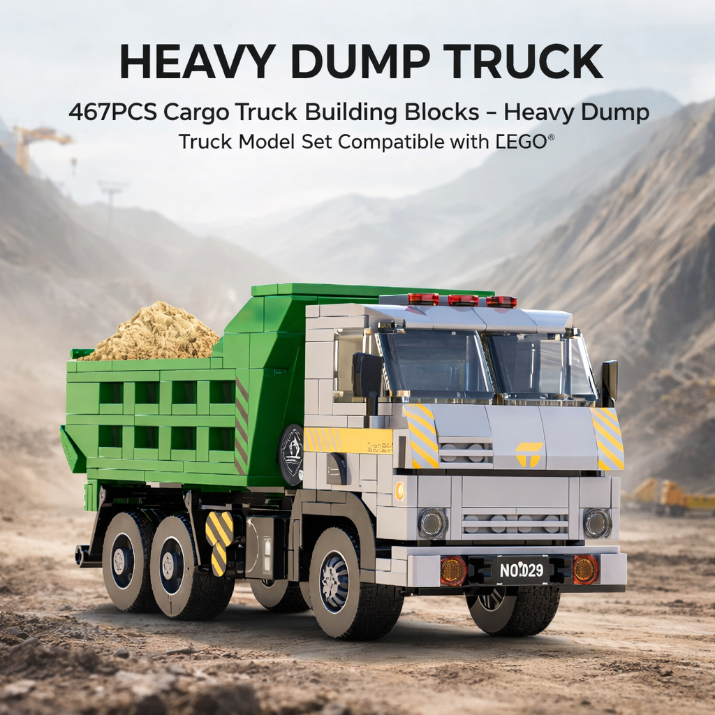 Toylvia 467PCS heavy dump truck building blocks model front view construction vehicle toy
