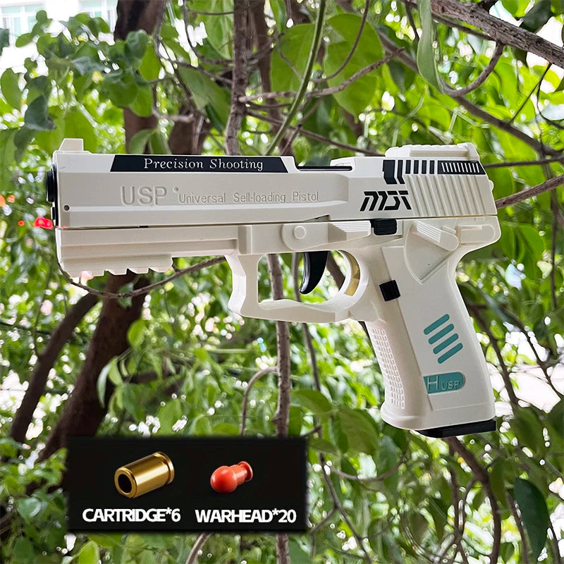 USP white soft bullet toy gun with realistic styling