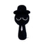 Black cartoon character plush toy wearing a top hat and tie on a white background by Toylvia