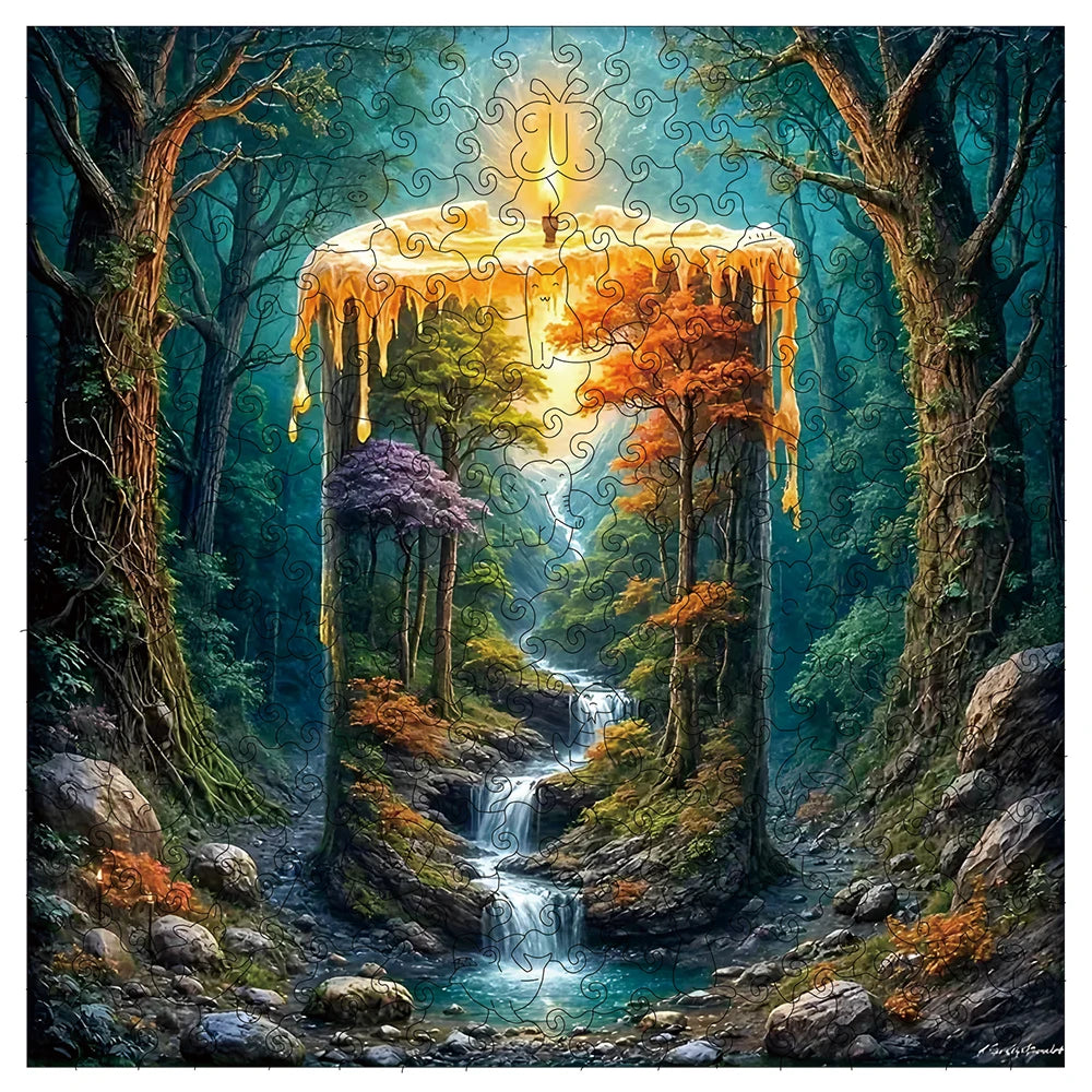 Luminary Glow: High-Difficulty Candlelit Scenery Wooden Puzzle