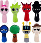 Set of colorful Toylvia cartoon plush character toys in various designs displayed on a white background