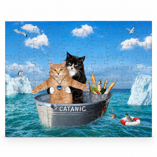 100-piece Catanic Cats jigsaw puzzle, clean studio product photo