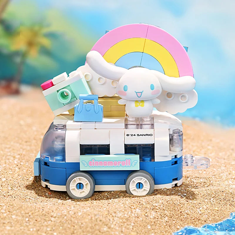 Cinnamoroll float parade building block vehicle with rainbow and beach theme