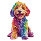 Playful Spectrum: High-Difficulty Colorful Cartoon Dog Wooden Puzzle