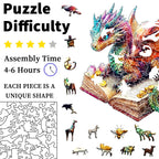 Puzzle difficulty, assembly time, and unique animal-shaped pieces of 3D dragon wooden jigsaw puzzle