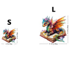 Size comparison of 3D dragon wooden puzzle showing small and large versions on a white background