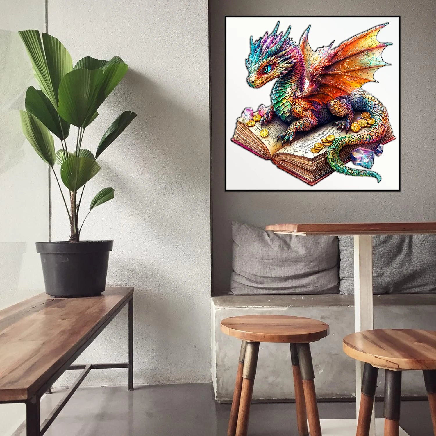 3D Dragon Wooden Jigsaw Puzzle for Adults | Irregular Animal Shape Fantasy Art – Toylvia™ Secondary image