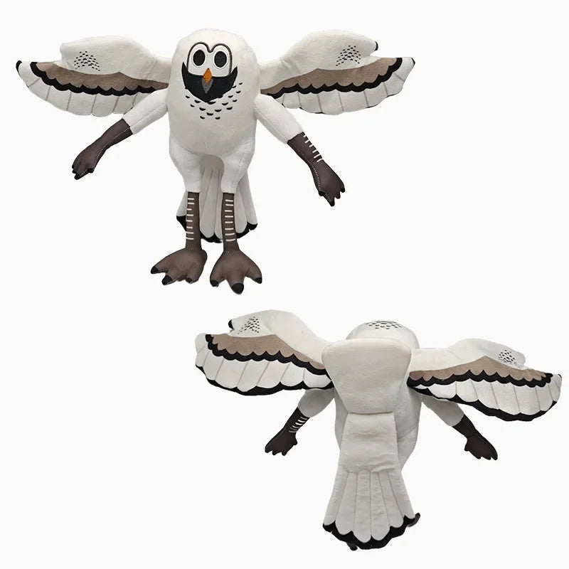 Toylvia Flying Owl Plush – front and back view soft stuffed bird toy with wide wings on white background