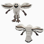 Toylvia Flying Owl Plush – front and back view soft stuffed bird toy with wide wings on white background