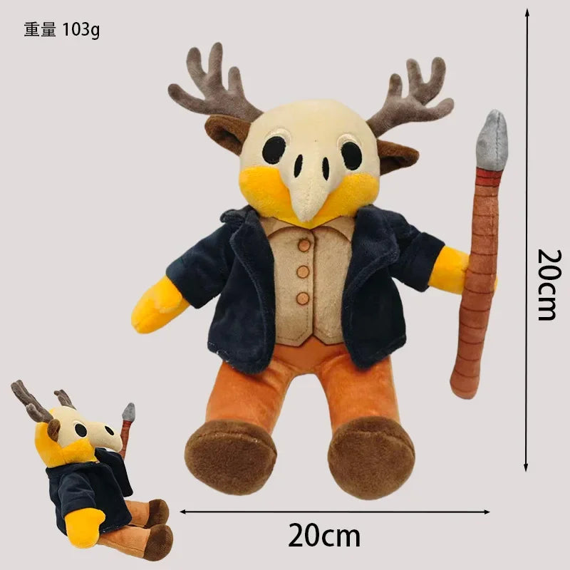 Toylvia Forest Hunter Deer Plush – 20cm stuffed animal with antlers, navy jacket, and spear accessory