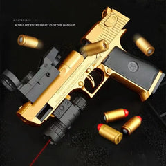 Gold Desert Eagle toy gun showing shell ejection action – Toylvia