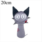 Gray cartoon character plush toy with cat-like ears and red accents, 20cm size, on a white background by Toylvia
