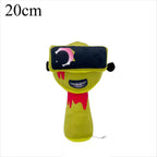 Green cartoon character plush toy wearing VR-style goggles with smiling face, 20cm size, on a white background by Toylvia