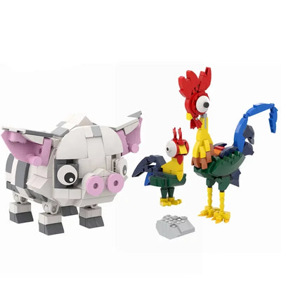 Heihei Chicken & Pua Pig Building Blocks Set – Ocean Movie Animal Collection