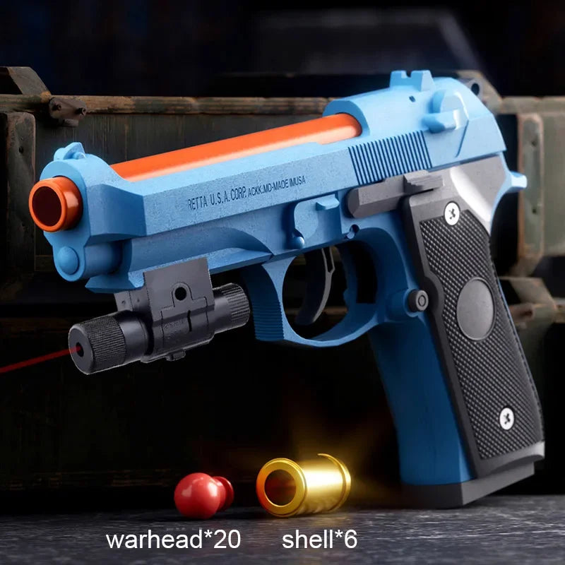 Blue M92 shell-ejecting soft bullet toy gun with EVA bullets – Toylvia