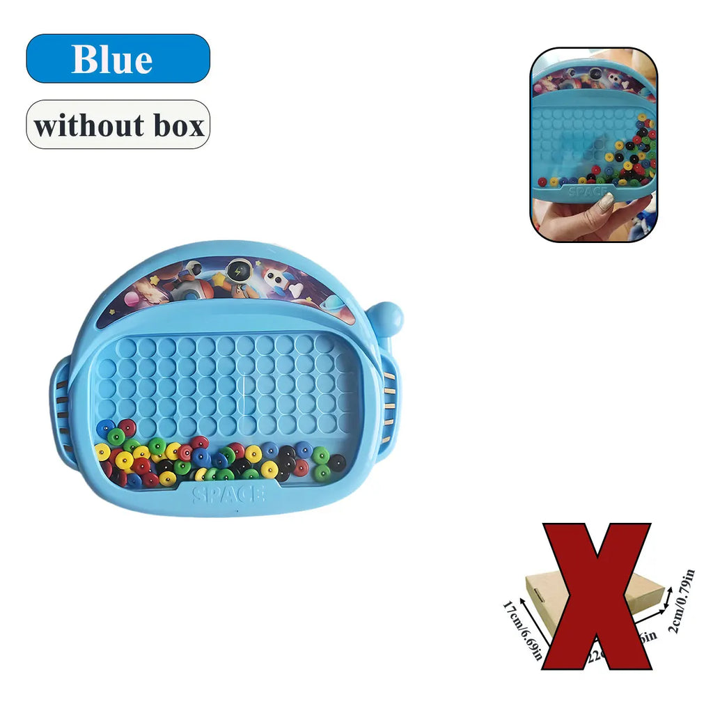 Blue Toylvia magnetic doodle board without box, kids Montessori drawing board with colorful magnetic beads