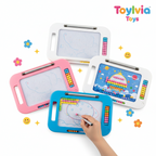 Colorful drawing boards with magnetic letters and numbers, featuring the Toyliya Toys brand.