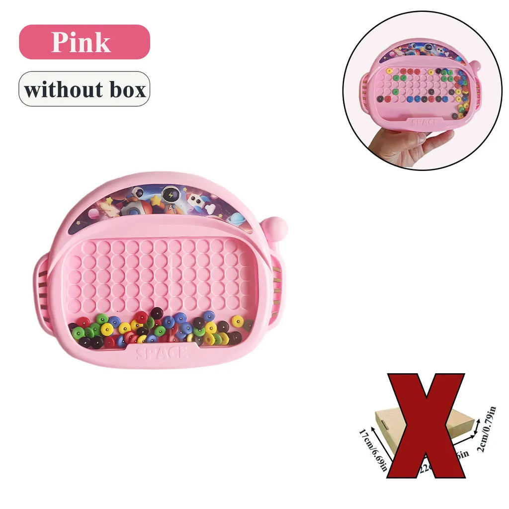 Toylvia pink magnetic doodle board for kids with colorful beads shown without box packaging